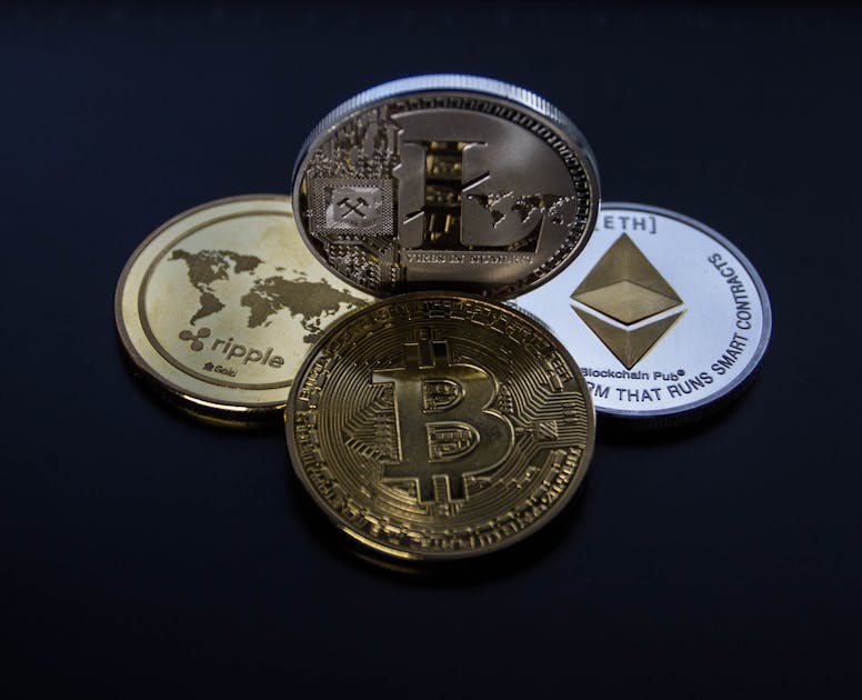 Cryptocurrency coins representing digital capital